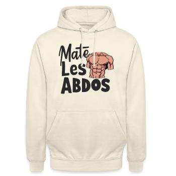 MATE LES ABDOS - Sweat-shirt à capuche unisexe - vanille - Devant - Alina (178cm) & Michal (187cm)