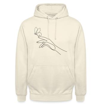 Hand Butterfly - Unisex Hoodie - vanilla - Front - Alina (178cm) & Michal (187cm)