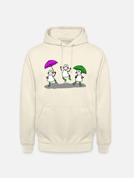 Dancing sheep with umbrella - Unisex Hoodie - vanilla