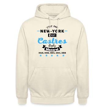 C'est pas NEW YORK, c'est Castres Rugby.N - Sweat-shirt à capuche unisexe - vanille - Devant - Alina (178cm) & Michal (187cm)