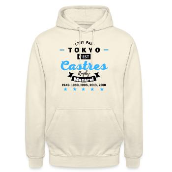 C'est pas TOKYO, c'est Castres Rugby.N - Sweat-shirt à capuche unisexe - vanille - Devant - Alina (178cm) & Michal (187cm)
