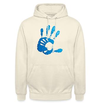 ZEIGER - BLAU - Unisex Hoodie - Vanille-Milchshake - Vorne - Alina (178cm) & Michal (187cm)