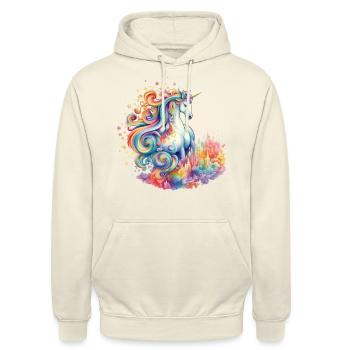 Une licorne veille sur la ville - Sweat-shirt à capuche unisexe - vanille - Devant - Alina (178cm) & Michal (187cm)