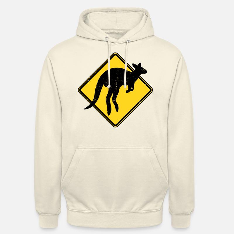 Kangaroo Australia Warning Kangaroo Crossing - Unisex Hoodie - vanilla