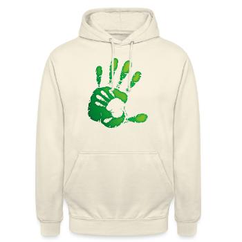 ZEIGER - GRÜN - Unisex Hoodie - Vanille-Milchshake - Vorne - Alina (178cm) & Michal (187cm)