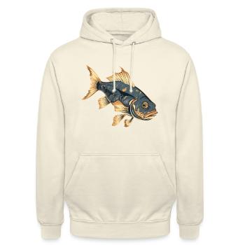 Pike perch fish, lifelike fishing design - Unisex Hoodie - vanilla - Front - Alina (178cm) & Michal (187cm)