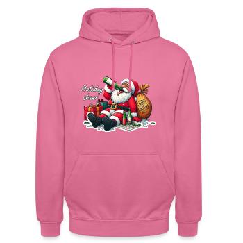 Betrunkener Weihnachtsmann - Unisex Hoodie - Pink - Vorne - Alina (178cm) & Michal (187cm)