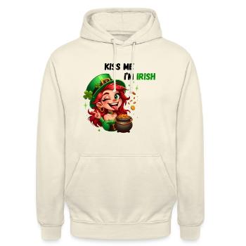 Embrasse-moi je suis irlandais - Sweat-shirt à capuche unisexe - vanille - Devant - Alina (178cm) & Michal (187cm)