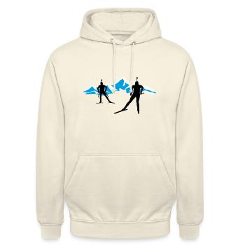 Biathlon, Cross-country skiing, Cross-country skiing, Mountains - Unisex Hoodie - vanilla - Front - Alina (178cm) & Michal (187cm)