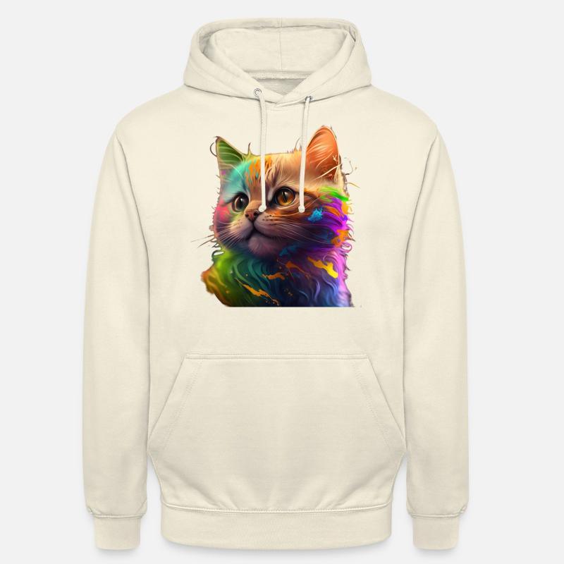 Chat multicolore - Sweat-shirt à capuche unisexe - vanille