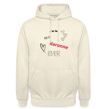J ai la best daronne - Sweat-shirt à capuche unisexe - vanille - Devant - Alina (178cm) & Michal (187cm)