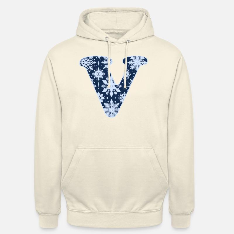 Buchstabe V Schneeflocken - Unisex Hoodie - Vanille-Milchshake