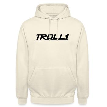 Troll Schriftzug - Unisex Hoodie - Vanille-Milchshake - Vorne - Alina (178cm) & Michal (187cm)