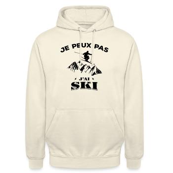 JE PEUX PAS J'AI SKI - Sweat-shirt à capuche unisexe - vanille - Devant - Alina (178cm) & Michal (187cm)
