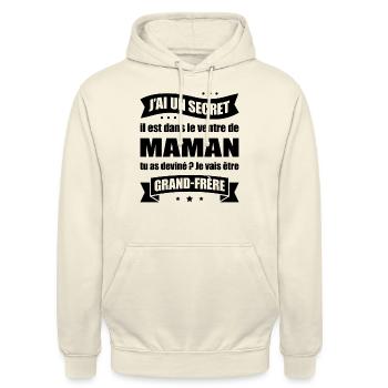 J'AI UN SECRET - JE VAIS ÊTRE GRAND FRÈRE - Sweat-shirt à capuche unisexe - vanille - Devant - Alina (178cm) & Michal (187cm)