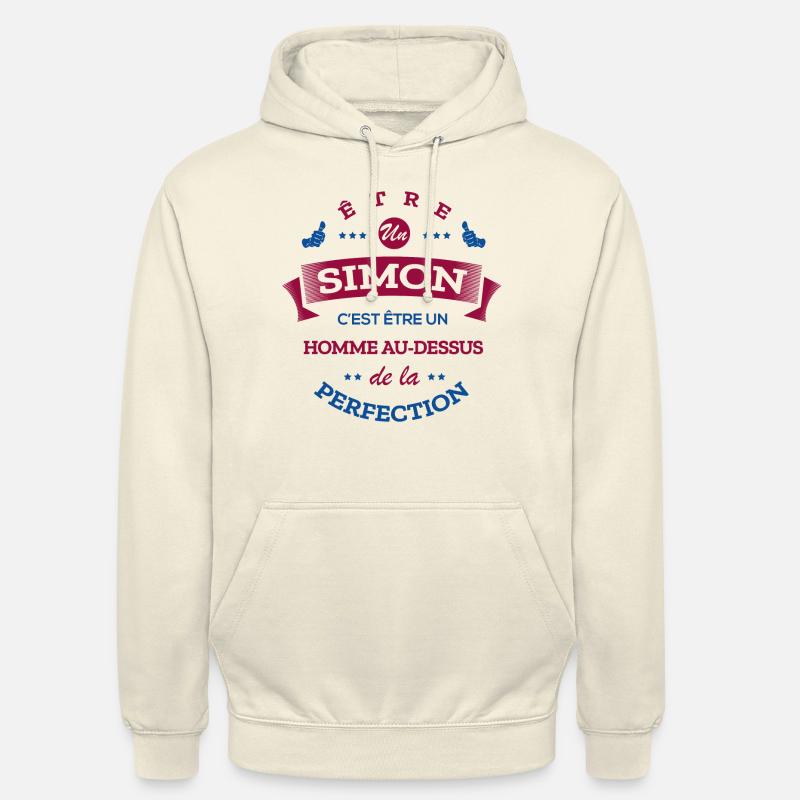 SIMON PARFAIT - NOM SIMON - Sweat-shirt à capuche unisexe - vanille
