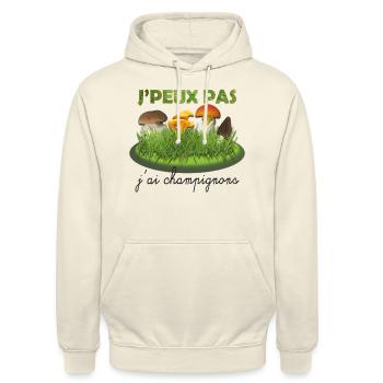 Je peux pas j ai champignons N - Sweat-shirt à capuche unisexe - vanille - Devant - Alina (178cm) & Michal (187cm)