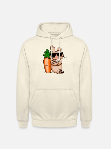 Cooler Hase mit Riesenkarotte - Unisex Hoodie - Vanille-Milchshake