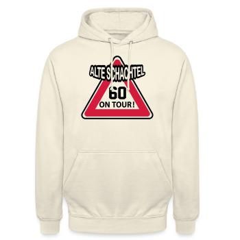 Geburstag Frau Alte Schachtel 60 Birthday - Unisex Hoodie - Vanille-Milchshake - Vorne - Alina (178cm) & Michal (187cm)