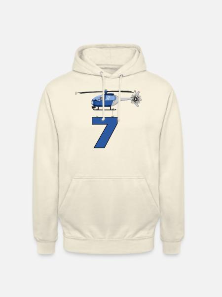 Helicopter 7th birthday - Unisex Hoodie - vanilla