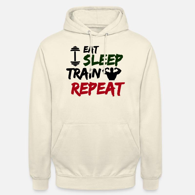 manger dormir train répéter - Sweat-shirt à capuche unisexe - vanille