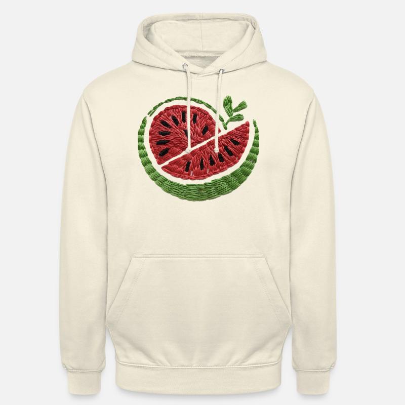 Pastèque brodée - Sweat-shirt à capuche unisexe - vanille