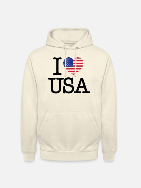 I Love USA - Sweat-shirt à capuche unisexe - vanille