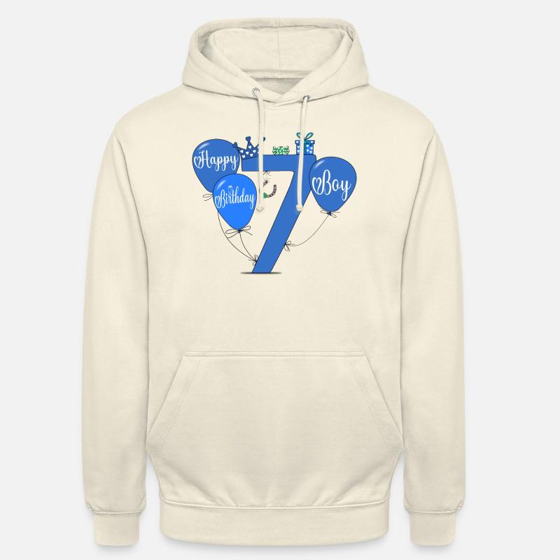 7 Ballon garçon d’anniversaire - Sweat-shirt à capuche unisexe - vanille