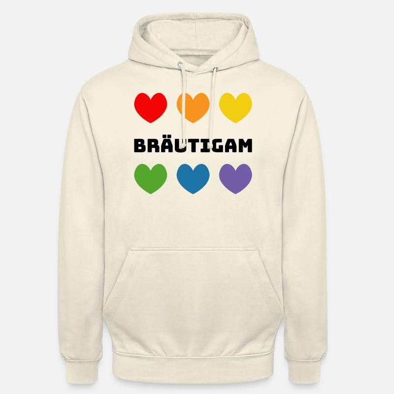 Regenbogenherzchen Braeutigam schwarz - Unisex Hoodie - Vanille-Milchshake