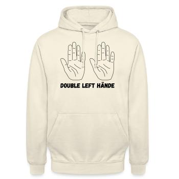 Double Left Hände - Unisex Hoodie - Vanille-Milchshake - Vorne - Alina (178cm) & Michal (187cm)