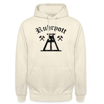 Ruhrpott Ruhrgebiet Motiv mit Zeche - Unisex Hoodie - Vanille-Milchshake - Vorne - Alina (178cm) & Michal (187cm)