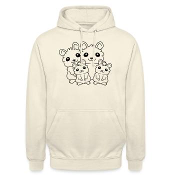 Papa Mama Kinder Hamster - Unisex Hoodie - Vanille-Milchshake - Vorne - Alina (178cm) & Michal (187cm)