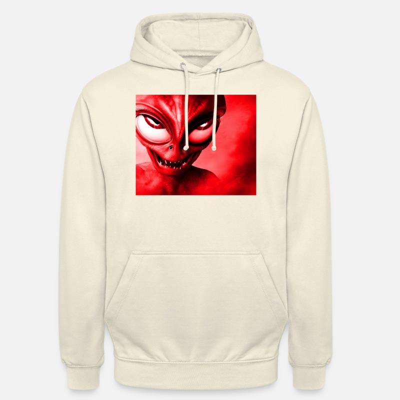 Alien with Sharp Teeth Design - Red - Unisex Hoodie - vanilla