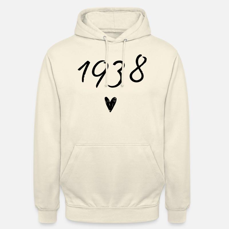 1938 coeur anniversaire - Sweat-shirt à capuche unisexe - vanille