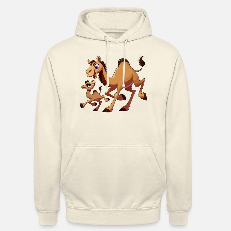 Kamelmutter mit herumtollendem Kind - Unisex Hoodie - Vanille-Milchshake
