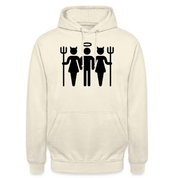 Teufel-Engel-Teufel / Devil-Cherub-Devil (M) - Unisex Hoodie - Vanille-Milchshake - Vorne - Alina (178cm) & Michal (187cm)