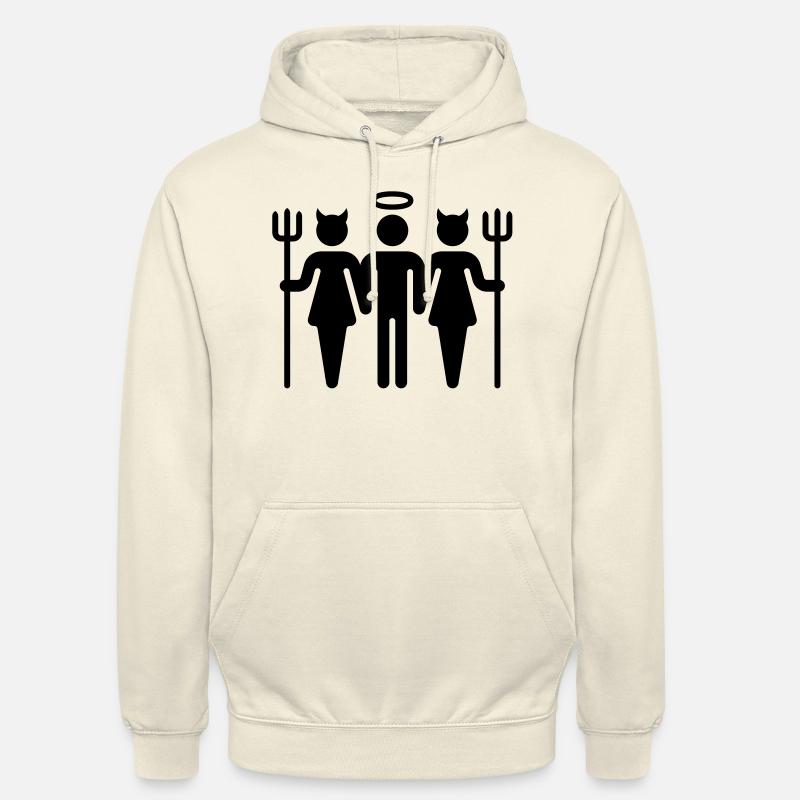Teufel-Engel-Teufel / Devil-Cherub-Devil (M) - Unisex Hoodie - Vanille-Milchshake