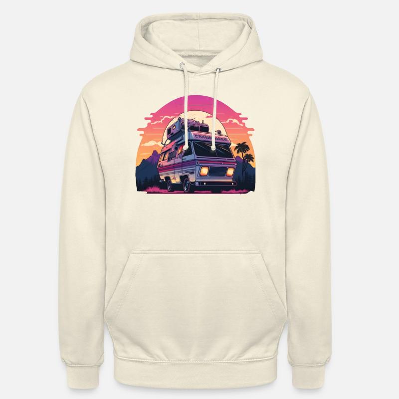 Synthwave Camper coucher de soleil - Sweat-shirt à capuche unisexe - vanille