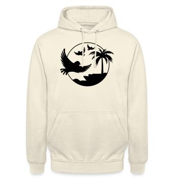 paradise birds - Unisex Hoodie - Vanille-Milchshake - Vorne - Alina (178cm) & Michal (187cm)