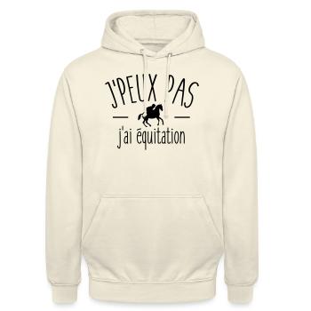 Je peux pas j'ai équitation - Sweat-shirt à capuche unisexe - vanille - Devant - Alina (178cm) & Michal (187cm)