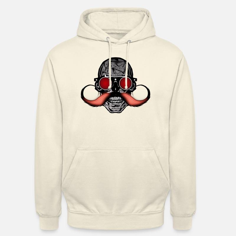 testa della morte hipster teschi baffi baffi - Felpa con cappuccio unisex - milkshake