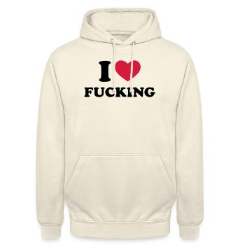 I Love Fucking - Sweat-shirt à capuche unisexe - vanille - Devant - Alina (178cm) & Michal (187cm)