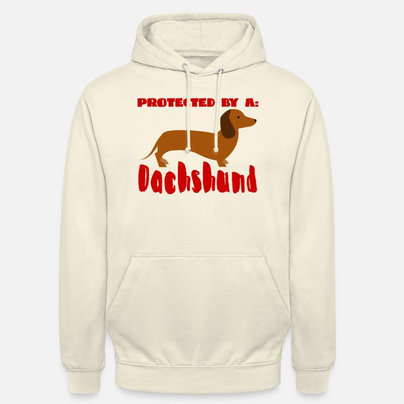 Teckel / Teckel: Protégé par un teckel - Sweat-shirt à capuche unisexe - vanille