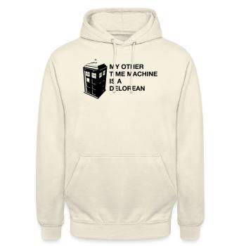 My other Timemachine is a Delorean - Unisex Hoodie - Vanille-Milchshake - Vorne - Alina (178cm) & Michal (187cm)