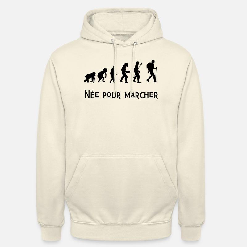 né pour marcher évolution - Sweat-shirt à capuche unisexe - vanille