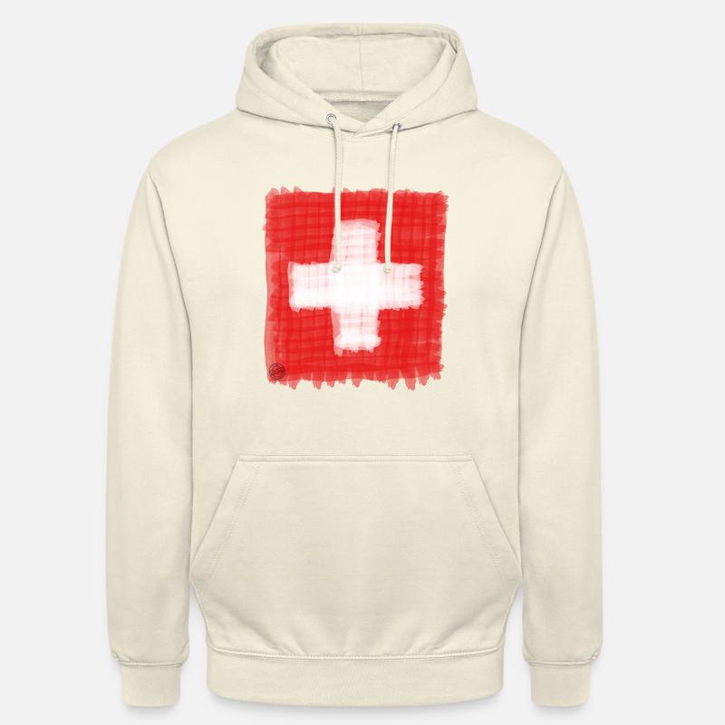 Suisse, drapeau, drapeau suisse - Sweat-shirt à capuche unisexe - vanille