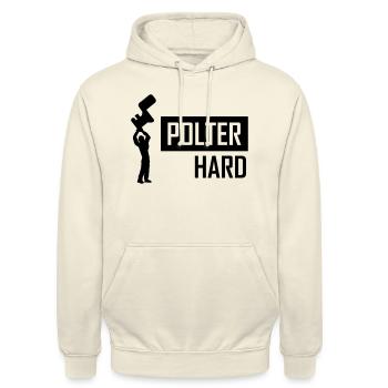 polter hard - Unisex Hoodie - Vanille-Milchshake - Vorne - Alina (178cm) & Michal (187cm)