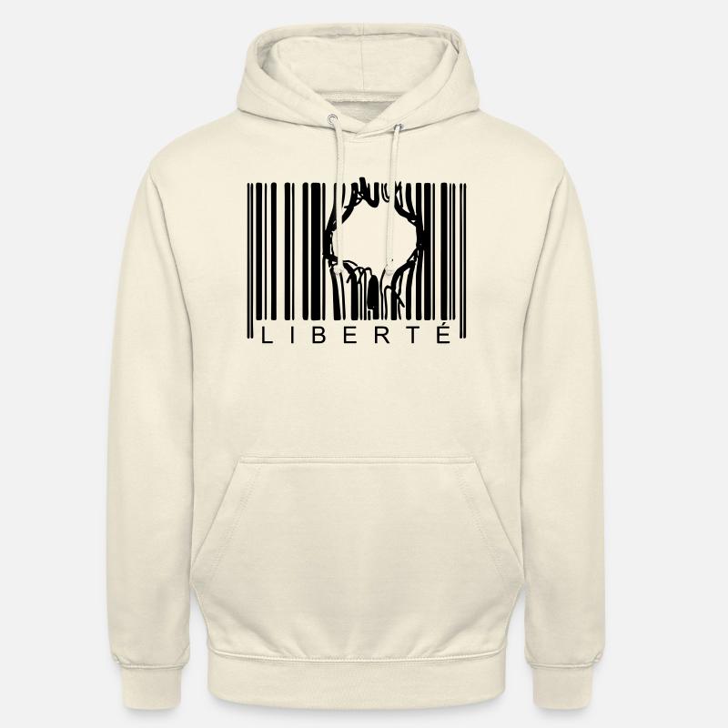 LIBERTE CODE BARRE - Sweat-shirt à capuche unisexe - vanille
