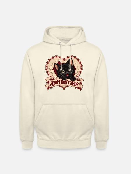 Adopt Don’t Shop Black Cat - Unisex Hoodie - Vanille-Milchshake