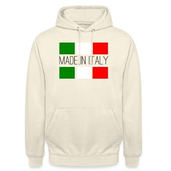 Made in Italy Logo - Sweat-shirt à capuche unisexe - vanille - Devant - Alina (178cm) & Michal (187cm)